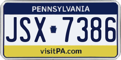 PA license plate JSX7386