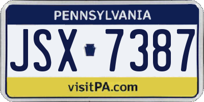 PA license plate JSX7387
