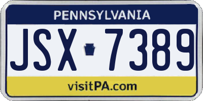 PA license plate JSX7389