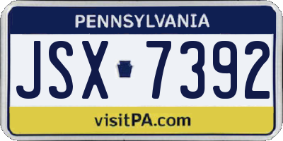 PA license plate JSX7392