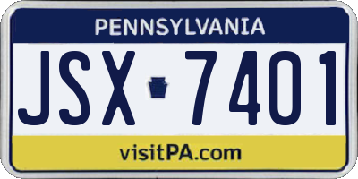 PA license plate JSX7401