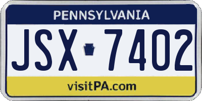 PA license plate JSX7402