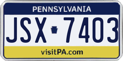 PA license plate JSX7403