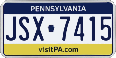 PA license plate JSX7415