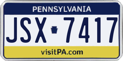 PA license plate JSX7417