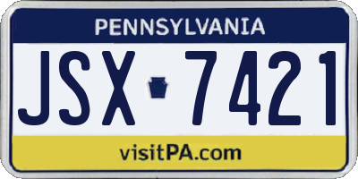 PA license plate JSX7421