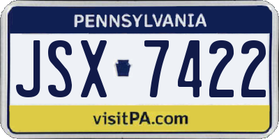 PA license plate JSX7422