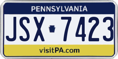 PA license plate JSX7423