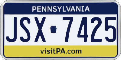 PA license plate JSX7425