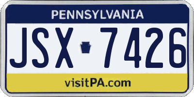 PA license plate JSX7426