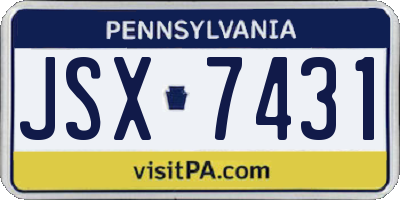 PA license plate JSX7431
