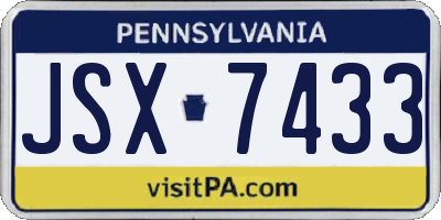 PA license plate JSX7433