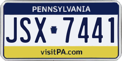 PA license plate JSX7441