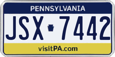 PA license plate JSX7442