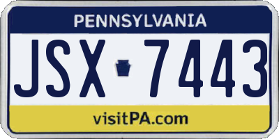 PA license plate JSX7443