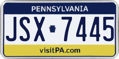 PA license plate JSX7445