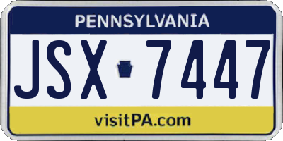 PA license plate JSX7447