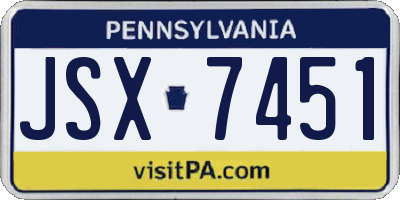 PA license plate JSX7451