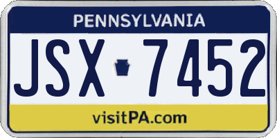 PA license plate JSX7452