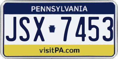 PA license plate JSX7453