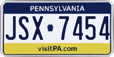 PA license plate JSX7454