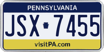 PA license plate JSX7455