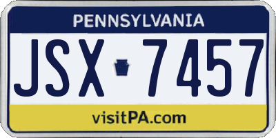 PA license plate JSX7457