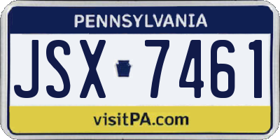 PA license plate JSX7461