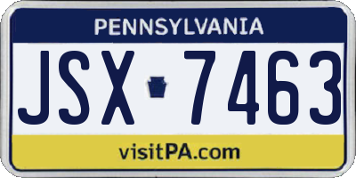PA license plate JSX7463