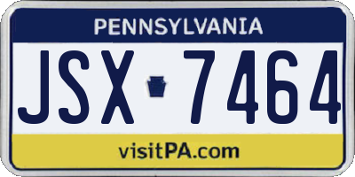 PA license plate JSX7464