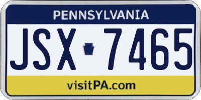 PA license plate JSX7465