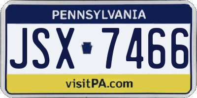 PA license plate JSX7466