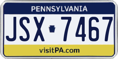 PA license plate JSX7467
