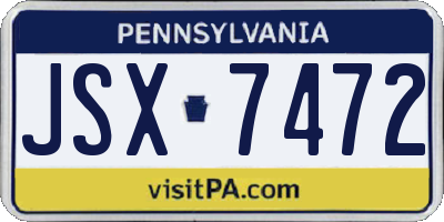 PA license plate JSX7472