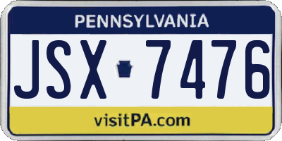 PA license plate JSX7476