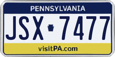 PA license plate JSX7477