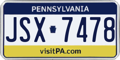 PA license plate JSX7478