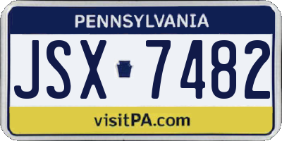 PA license plate JSX7482