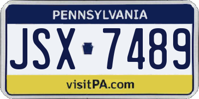PA license plate JSX7489