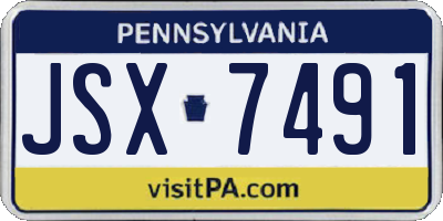 PA license plate JSX7491