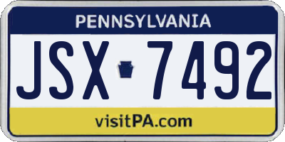PA license plate JSX7492