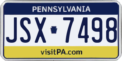 PA license plate JSX7498