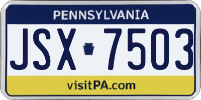 PA license plate JSX7503