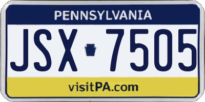 PA license plate JSX7505