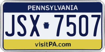 PA license plate JSX7507