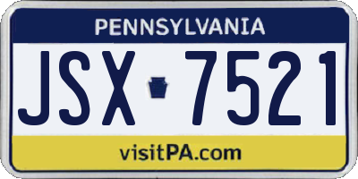 PA license plate JSX7521