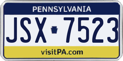 PA license plate JSX7523