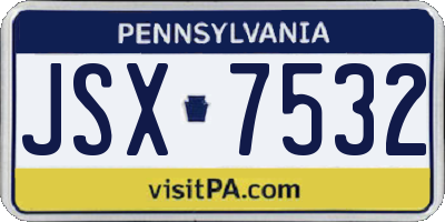PA license plate JSX7532