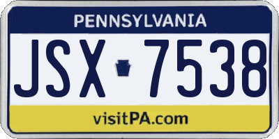 PA license plate JSX7538