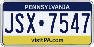 PA license plate JSX7547